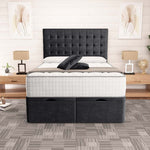 Kingston Ottoman Divan Bed - Black Plush Velvet