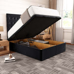 Kingston Ottoman Divan Bed - Black Plush Velvet