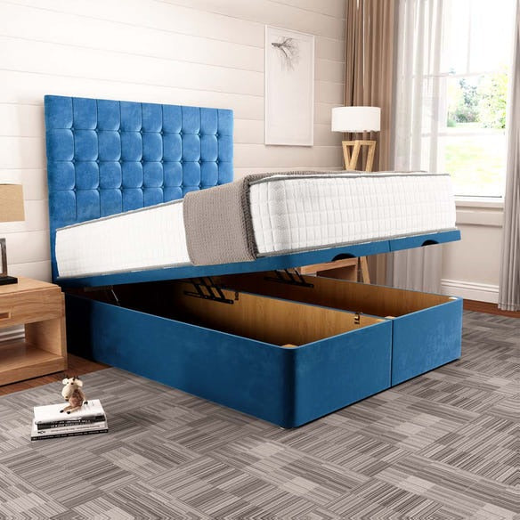 Kingston Ottoman Divan Bed - Blue Plush Velvet