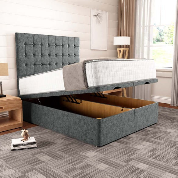 Kingston Ottoman Divan Bed - Charcoal Chenille