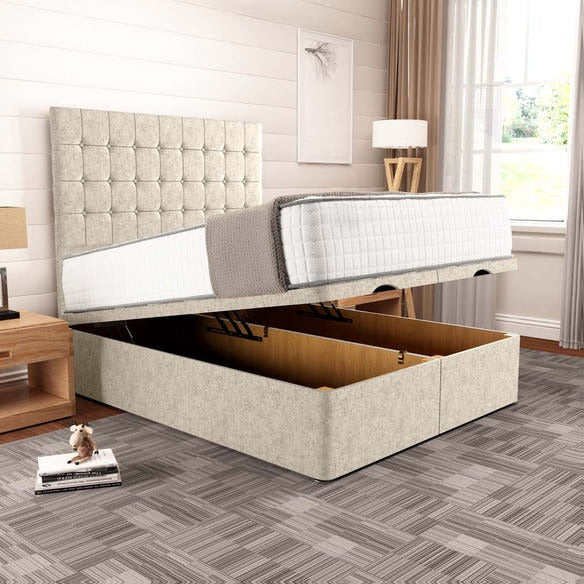 Kingston Ottoman Divan Bed - Cream Chenille