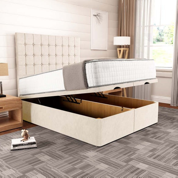 Kingston Ottoman Divan Bed - Cream Naples