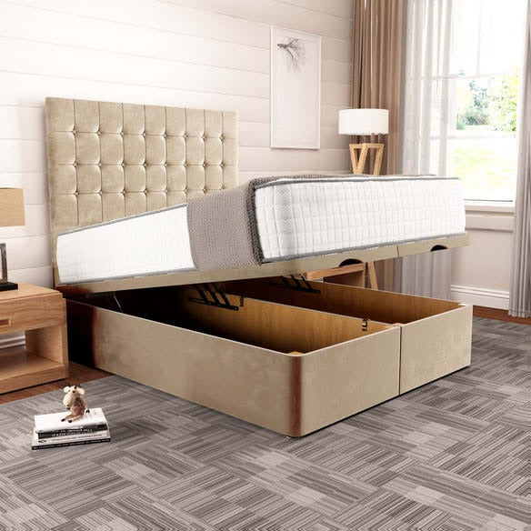 Kingston Ottoman Divan Bed - Mink Plush Velvet