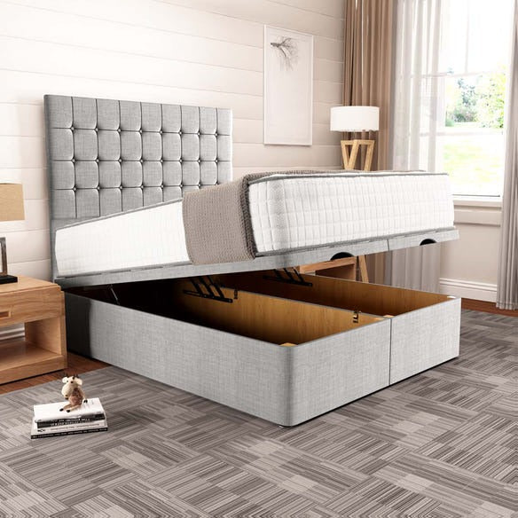 Kingston Ottoman Divan Bed - Silver Linoso