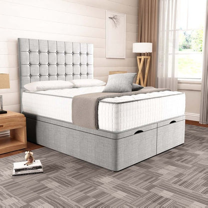 Kingston Ottoman Divan Bed - Silver Linoso