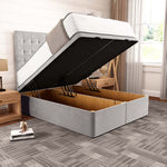 Kingston Ottoman Divan Bed - Silver Plush Velvet