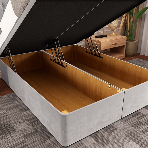Kingston Ottoman Divan Bed - Silver Plush Velvet