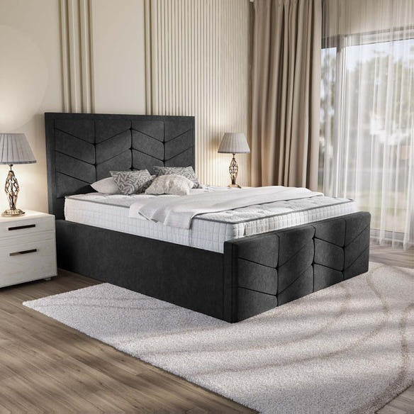 Lancaster Upholstered Bed - Black Naples