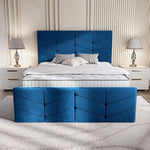 Lancaster Upholstered Bed - Blue Plush Velvet