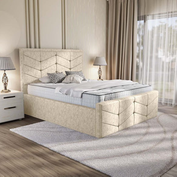 Lancaster Upholstered Bed - Cream Chenille