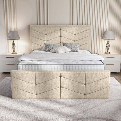 Lancaster Upholstered Bed - Cream Chenille