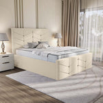 Lancaster Upholstered Bed - Cream Plush Velvet