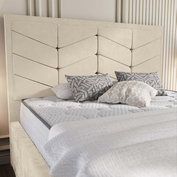 Lancaster Upholstered Bed - Cream Plush Velvet