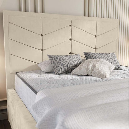 Lancaster Upholstered Bed - Cream Plush Velvet