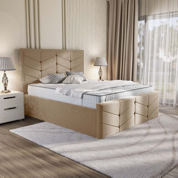 Lancaster Upholstered Bed - Mink Plush Velvet