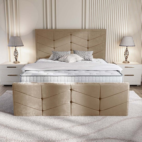 Lancaster Upholstered Bed - Mink Plush Velvet