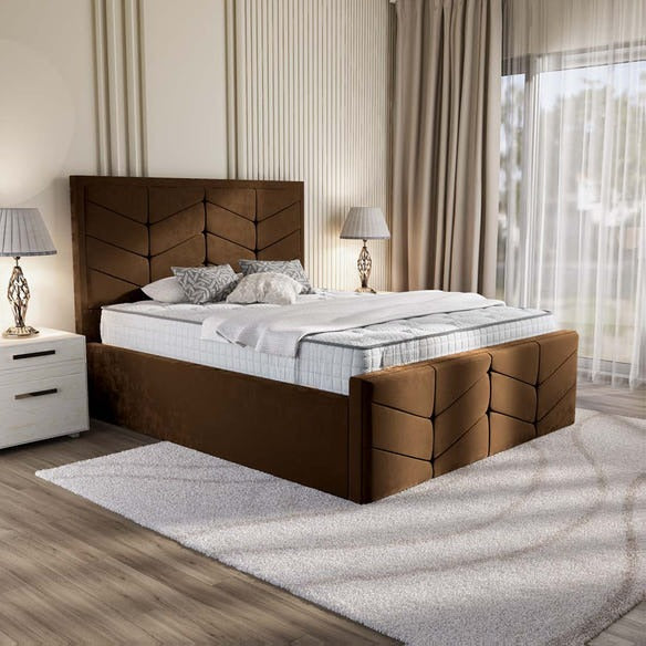 Lancaster Upholstered Bed - Mocca Plush Velvet