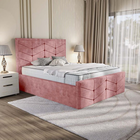 Lancaster Upholstered Bed - Pink Coniston