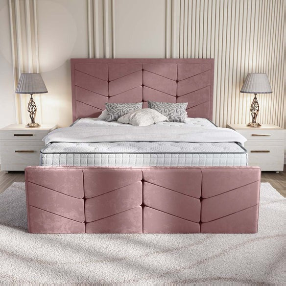 Lancaster Upholstered Bed - Pink Plush Velvet