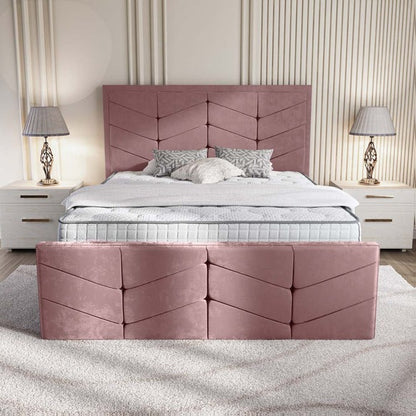 Lancaster Upholstered Bed - Pink Plush Velvet