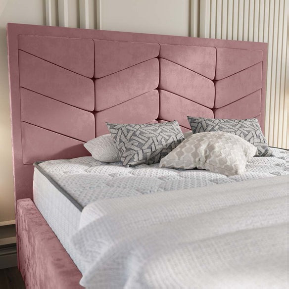 Lancaster Upholstered Bed - Pink Plush Velvet