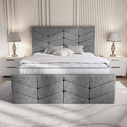 Lancaster Upholstered Bed - Silver Chenille