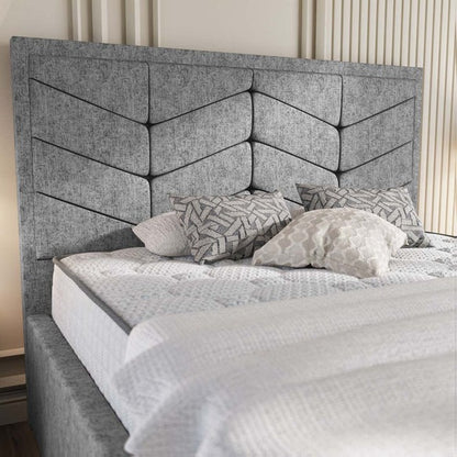Lancaster Upholstered Bed - Silver Chenille