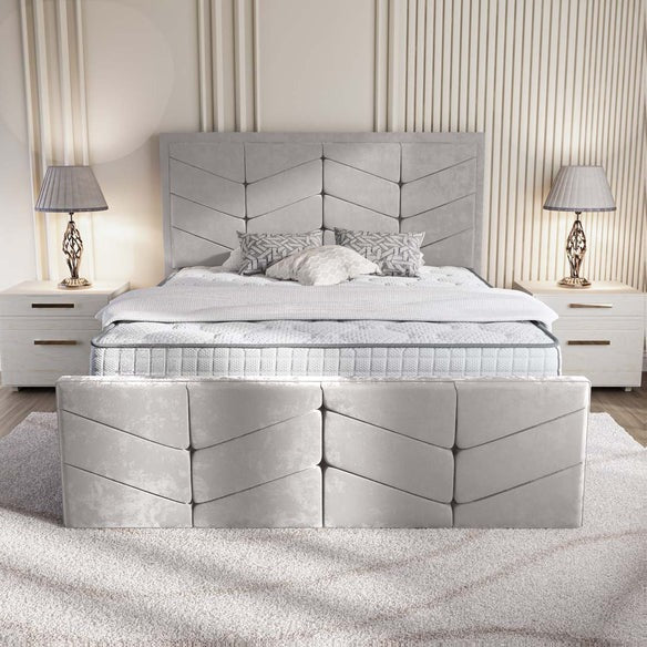 Lancaster Upholstered Bed - Silver Plush Velvet