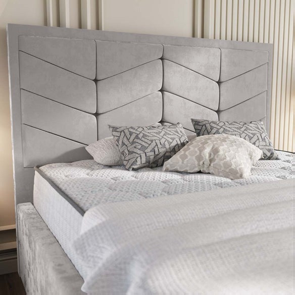 Lancaster Upholstered Bed - Silver Plush Velvet