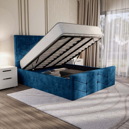 Lancaster Upholstered Ottoman Bed - Blue Coniston