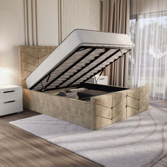 Lancaster Upholstered Ottoman Bed - Mink Coniston