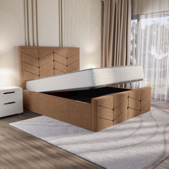 Lancaster Upholstered Ottoman Bed - Mink Naples