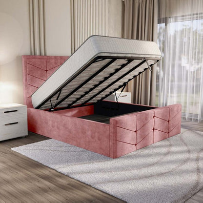 Lancaster Upholstered Ottoman Bed - Pink Coniston