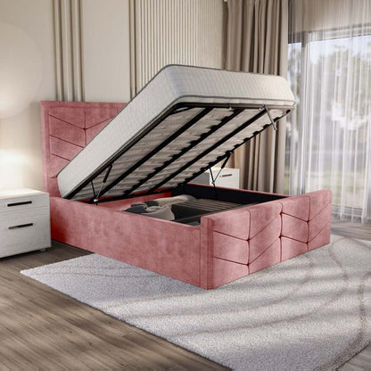 Lancaster Upholstered Ottoman Bed - Pink Coniston