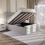 Lancaster Upholstered Ottoman Bed - Silver Plush Velvet