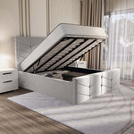 Lancaster Upholstered Ottoman Bed - Silver Plush Velvet