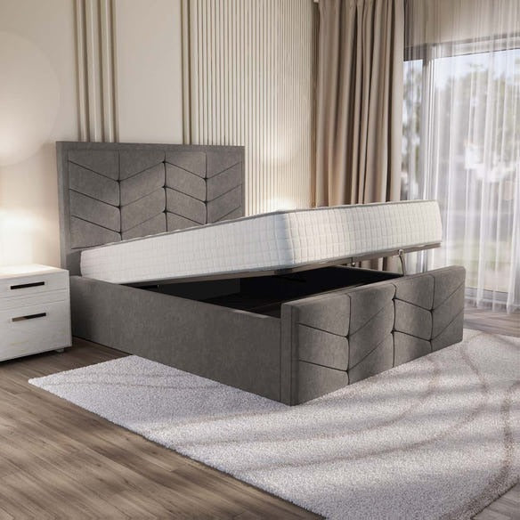 Lancaster Upholstered Ottoman Bed - Slate Grey Naples