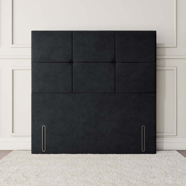 Lima Floor Standing Headboard - Black Plush Velvet