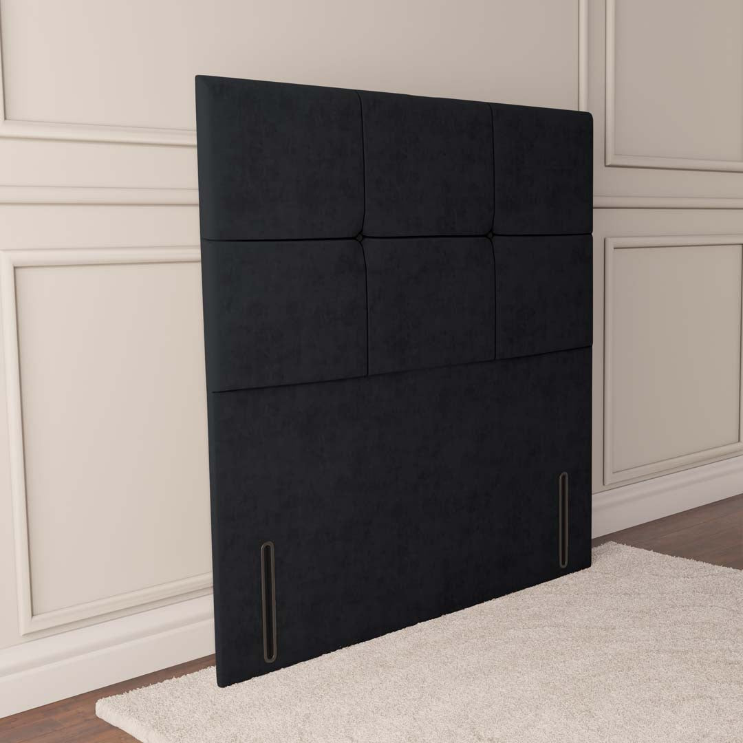 Lima Floor Standing Headboard - Black Plush Velvet