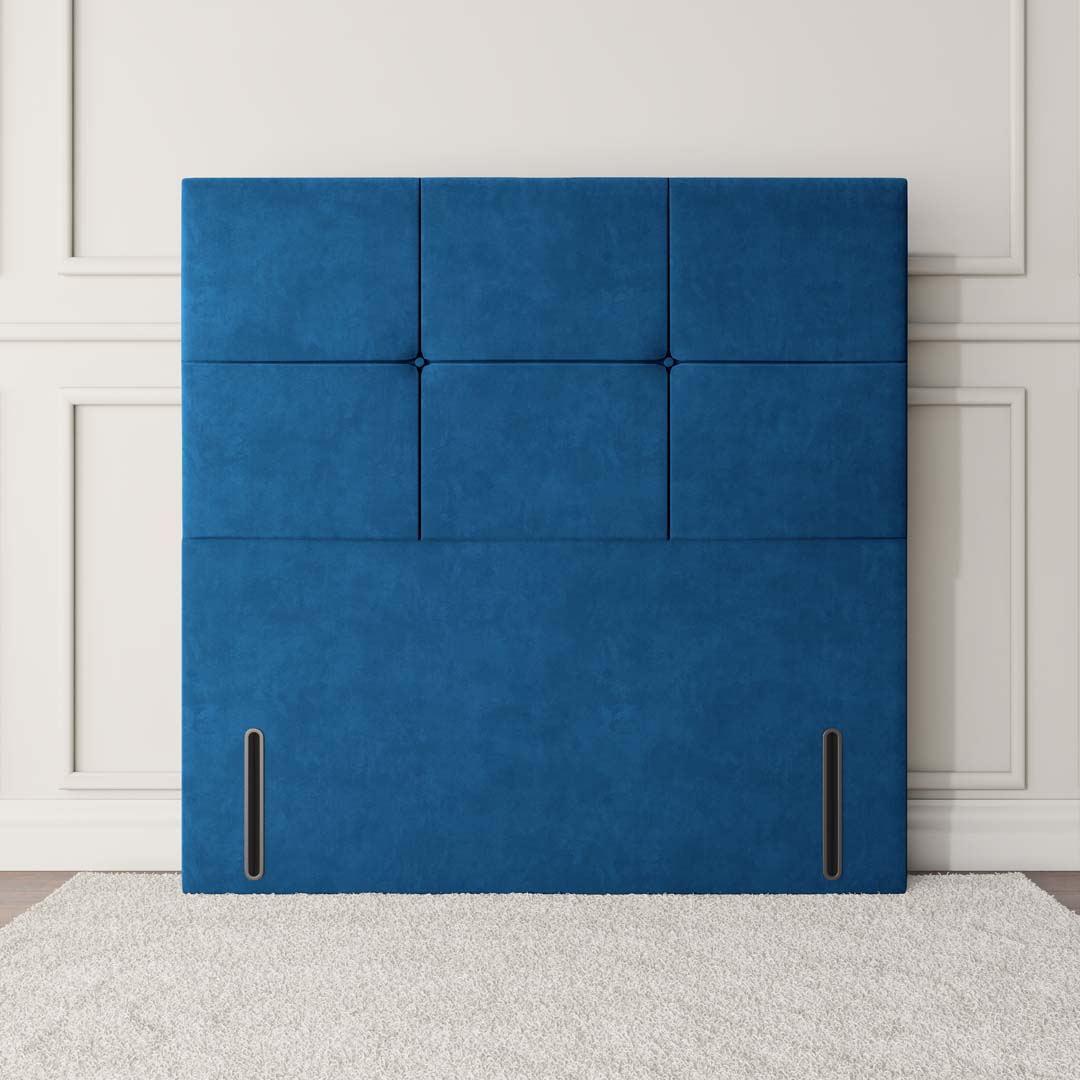 Lima Floor Standing Headboard - Blue Plush Velvet