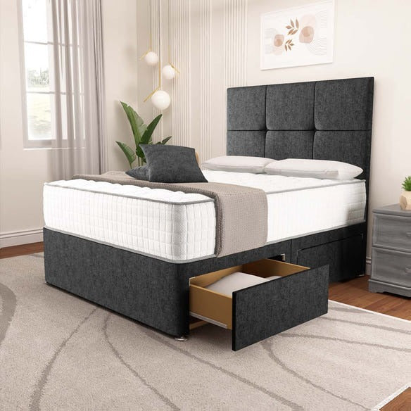 Lima Divan Bed - Black Chenille
