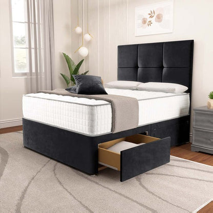 Lima Divan Bed - Black Plush Velvet