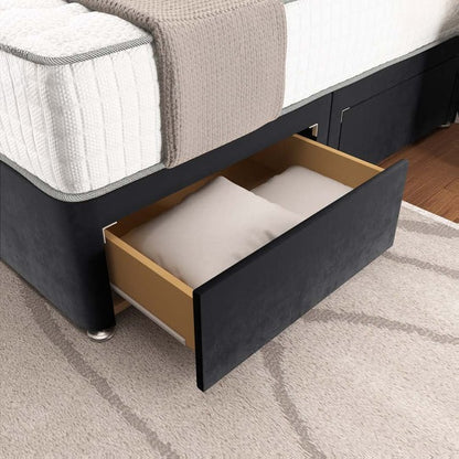 Lima Divan Bed - Black Plush Velvet