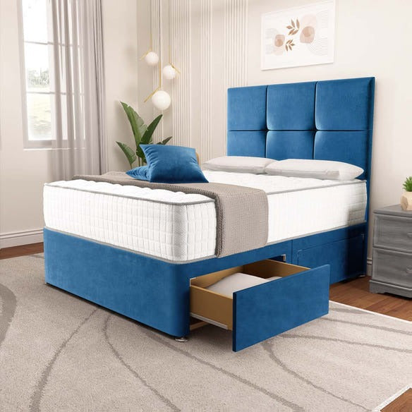 Lima Divan Bed - Blue Plush Velvet