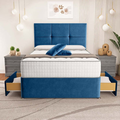 Lima Divan Bed - Blue Plush Velvet