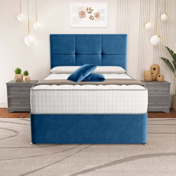 Lima Divan Bed - Blue Plush Velvet
