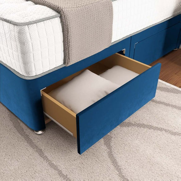 Lima Divan Bed - Blue Plush Velvet