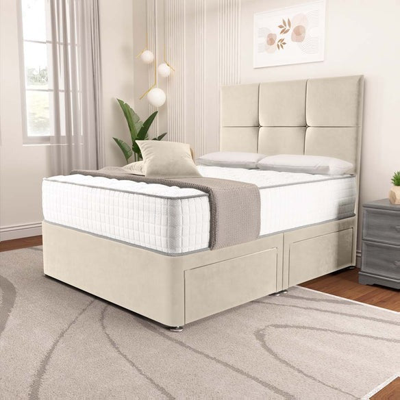 Lima Divan Bed - Cream Plush Velvet