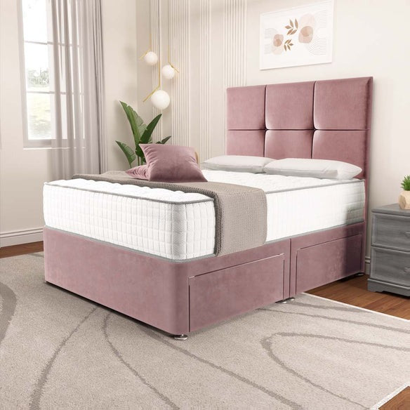 Lima Divan Bed - Pink Plush Velvet
