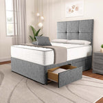 Lima Divan Bed - Silver Chenille